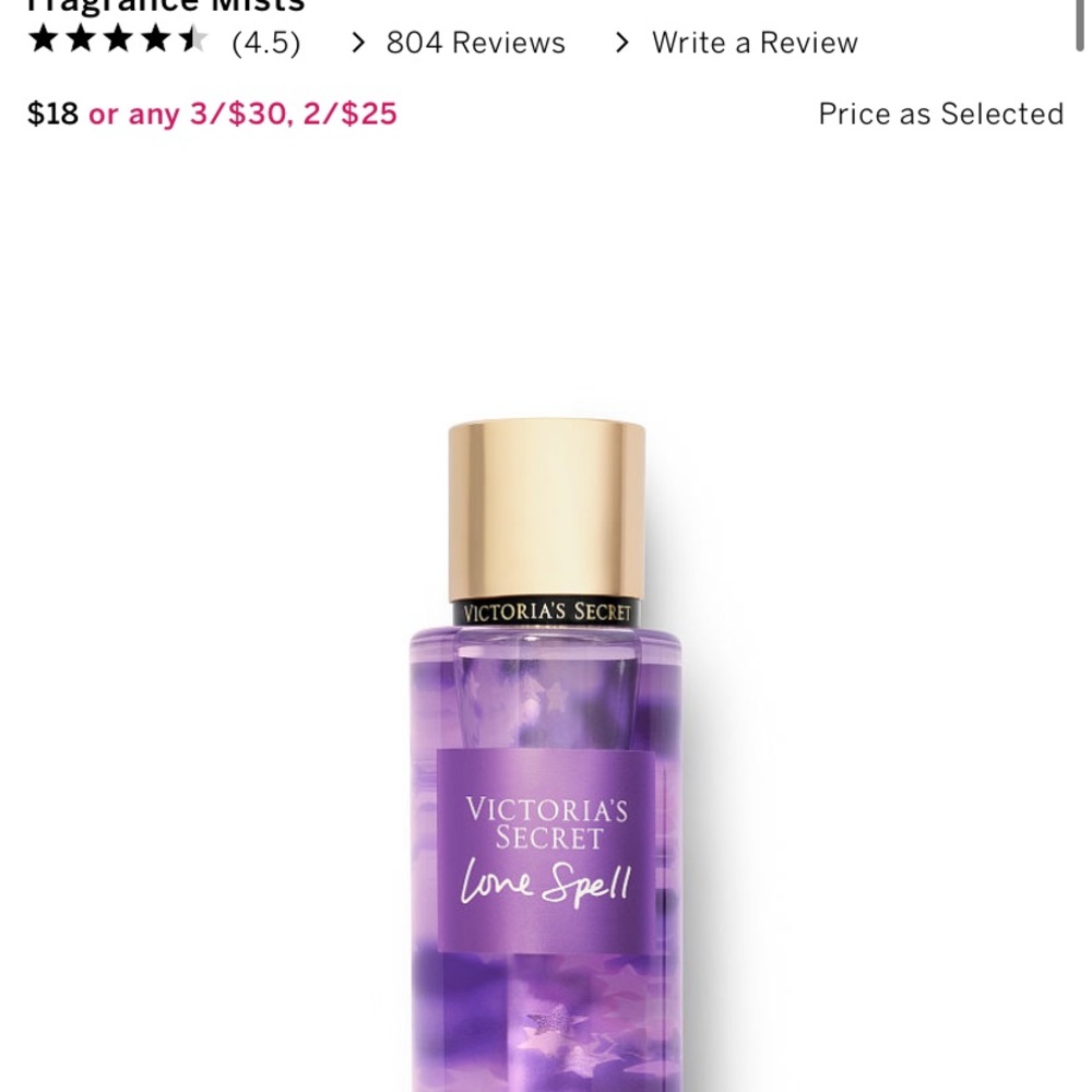 VS love spell body spray